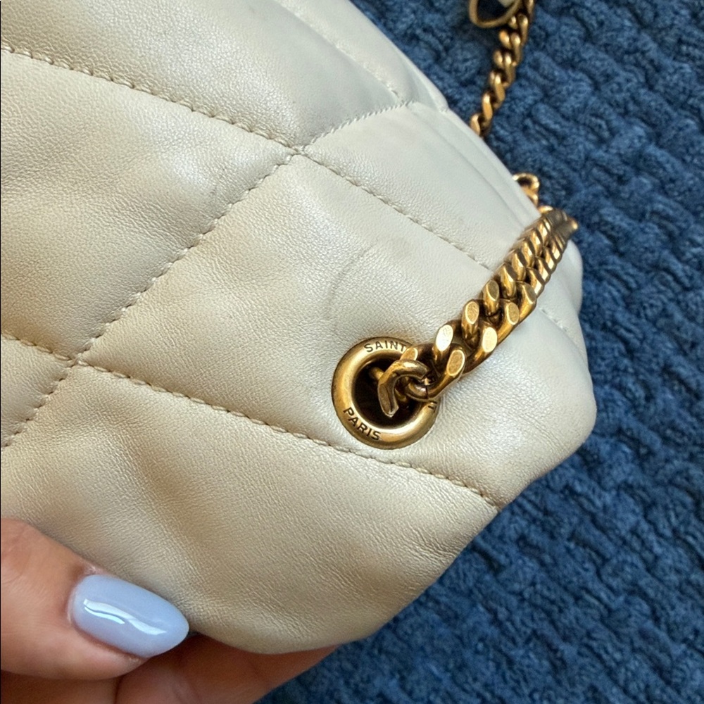 Saint Laurent Cream Quilted Leather Envelope Crossbody with Gold Hardware - Picture 11 of 14